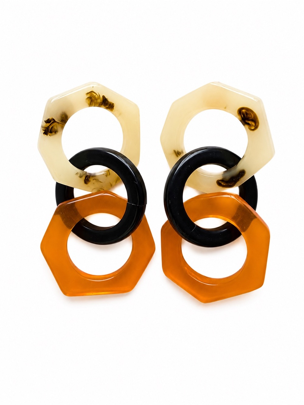 Acrylic Geometric Interlocking Link Statement Earrings